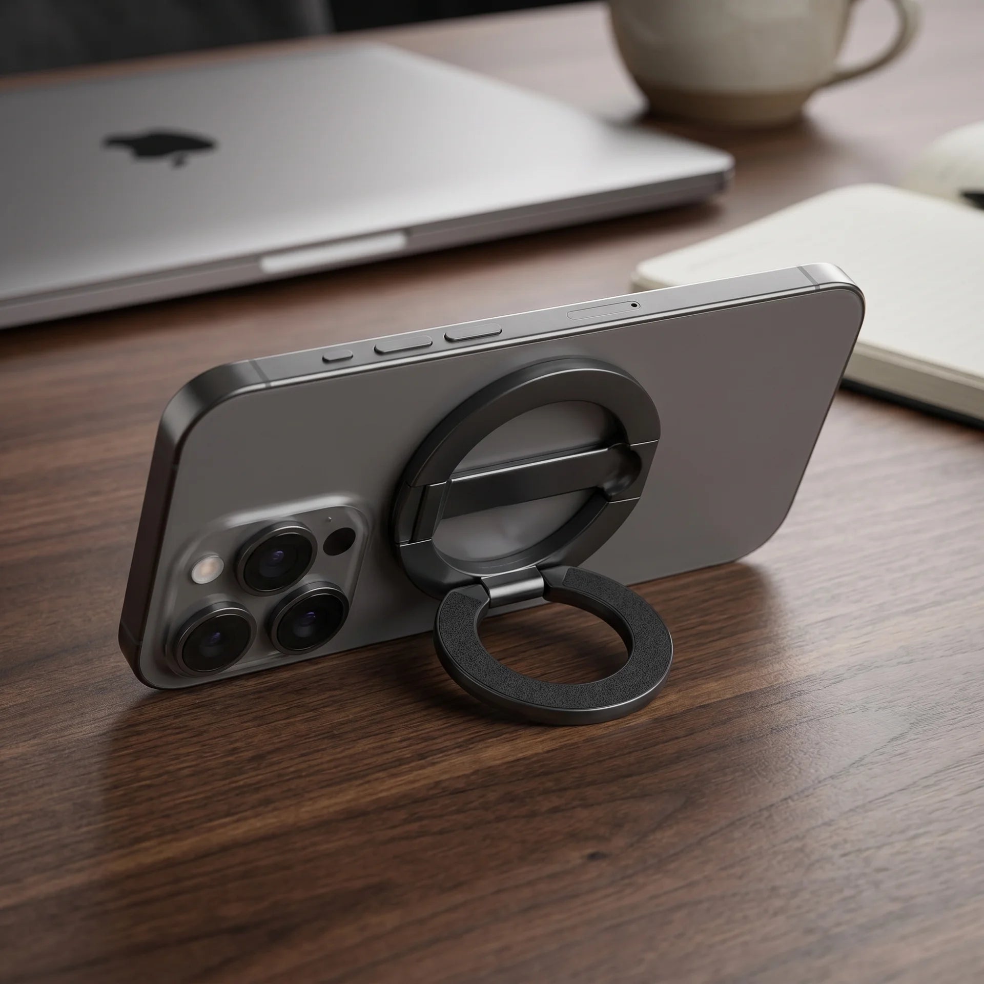 KLICK phone ring used as desk kickstand