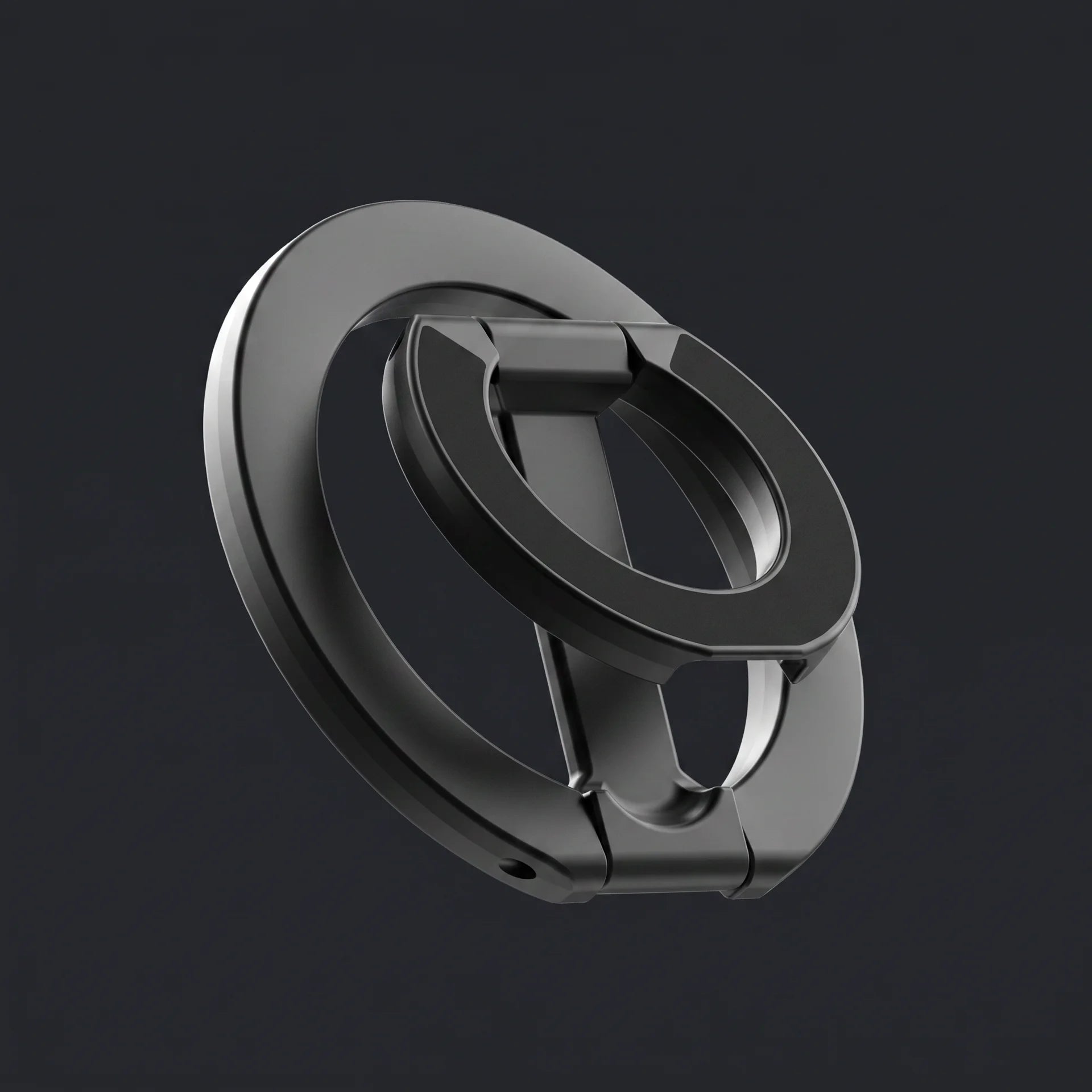 Matte black KLICK magnetic phone ring studio shot